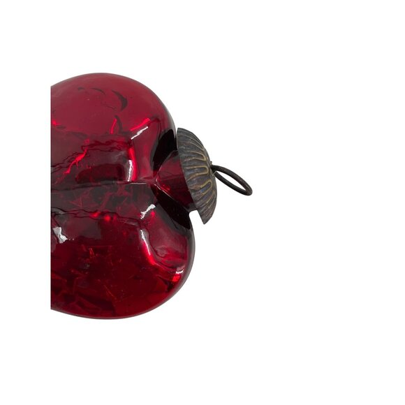 Red Glass Heart‎ Ornament With Metal Hanging Loop - Picture 5 of 6